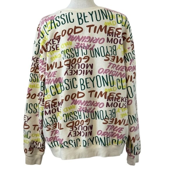 Disney Mickey Mouse Sweatshirt Size 3X Beyond Classic All Over Graffiti Cream - Picture 3 of 11